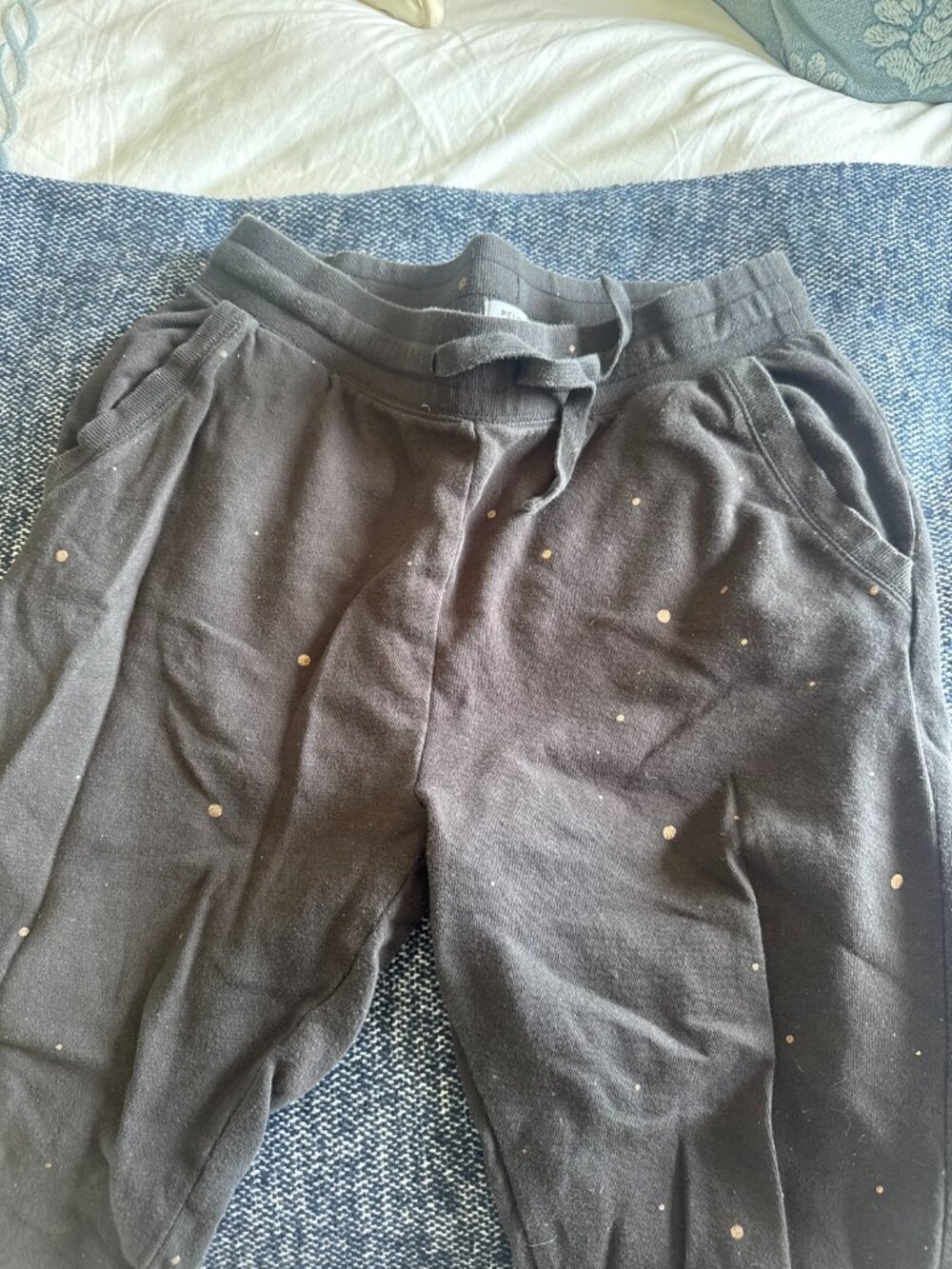 Peloton Confetti Gold Dot Sweatpants Small Charcoal Gray Lounge